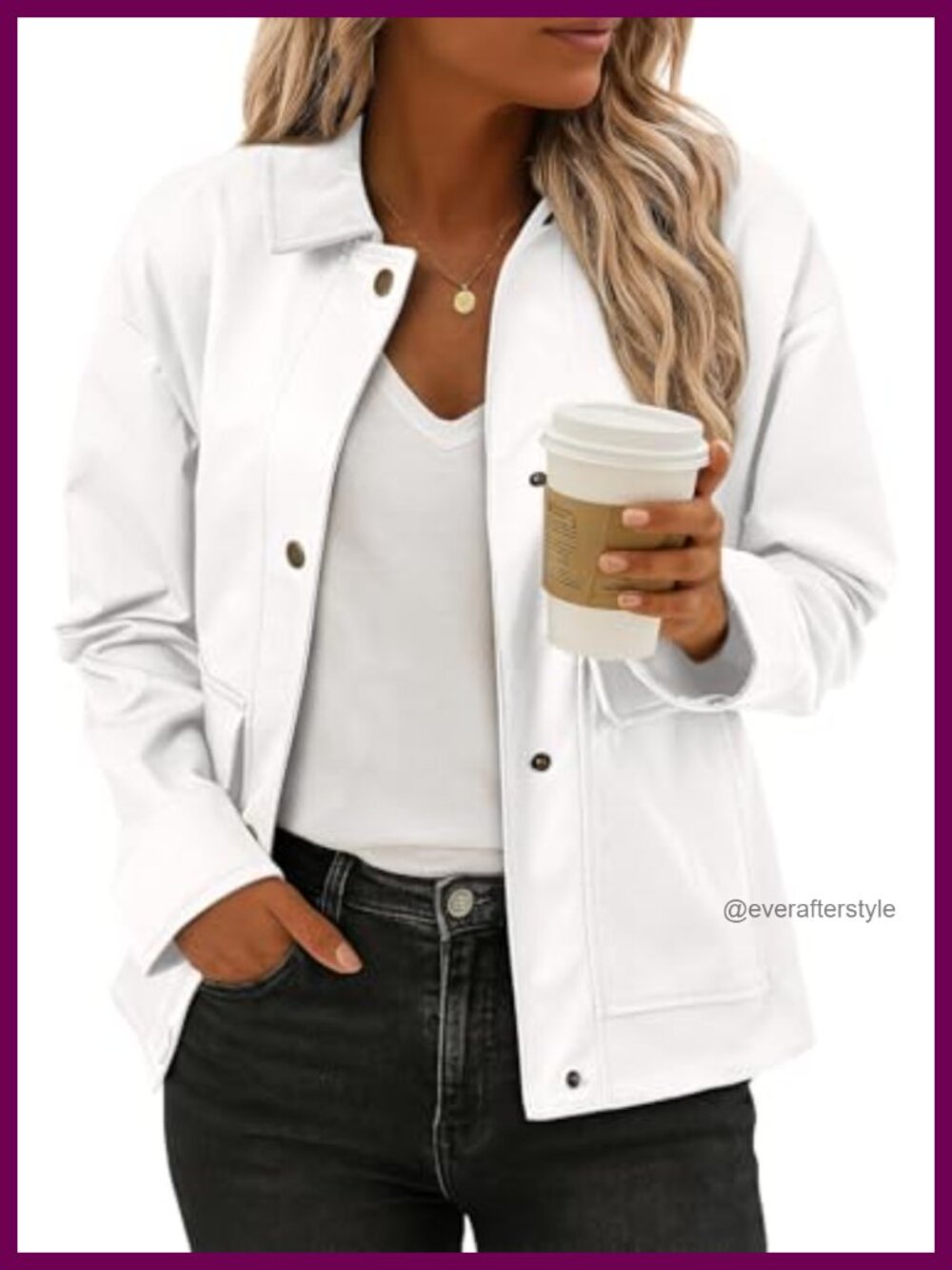 Button Down Bomber Jacket with Pockets Long Sleeve Loose Casual